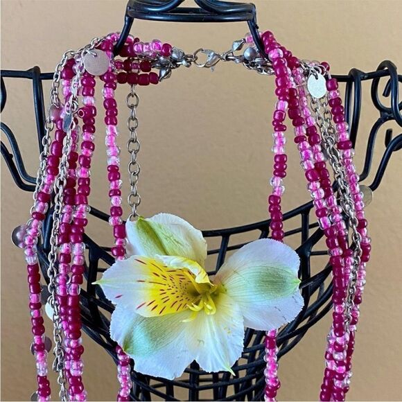 Kohls Costume Jewlery Two Necklaces Purple & Silver/Green/Brown & Gold Beads EUC - Picture 7 of 10